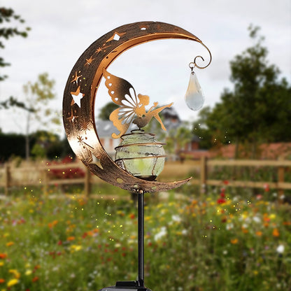 Solar Lawn Light for Yard, 1pc Cat Paw and Butterfly Moon Stars Garden Decor, Outdoor Iron Pathway Party Gift