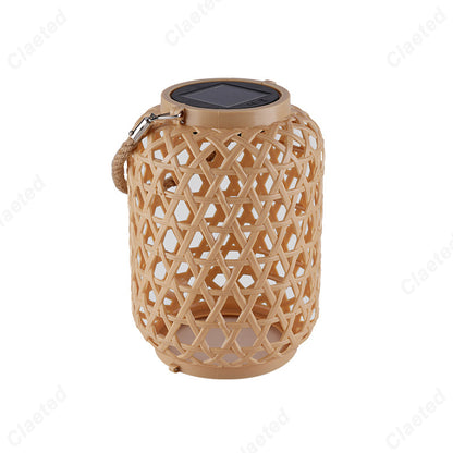 Outdoor Solar Lantern Handheld Hemp Rope, Garden Villa Decor Light, Balcony Courtyard Atmosphere Projection Lamp