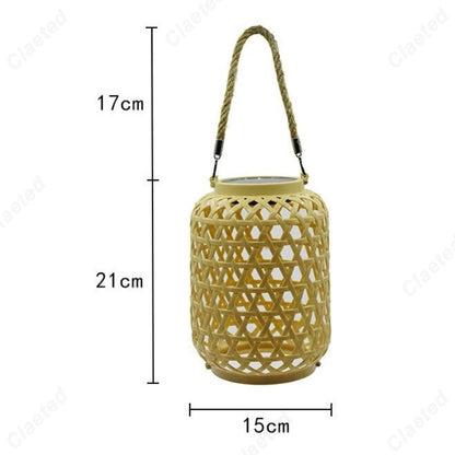 Outdoor Solar Lantern Handheld Hemp Rope, Garden Villa Decor Light, Balcony Courtyard Atmosphere Projection Lamp