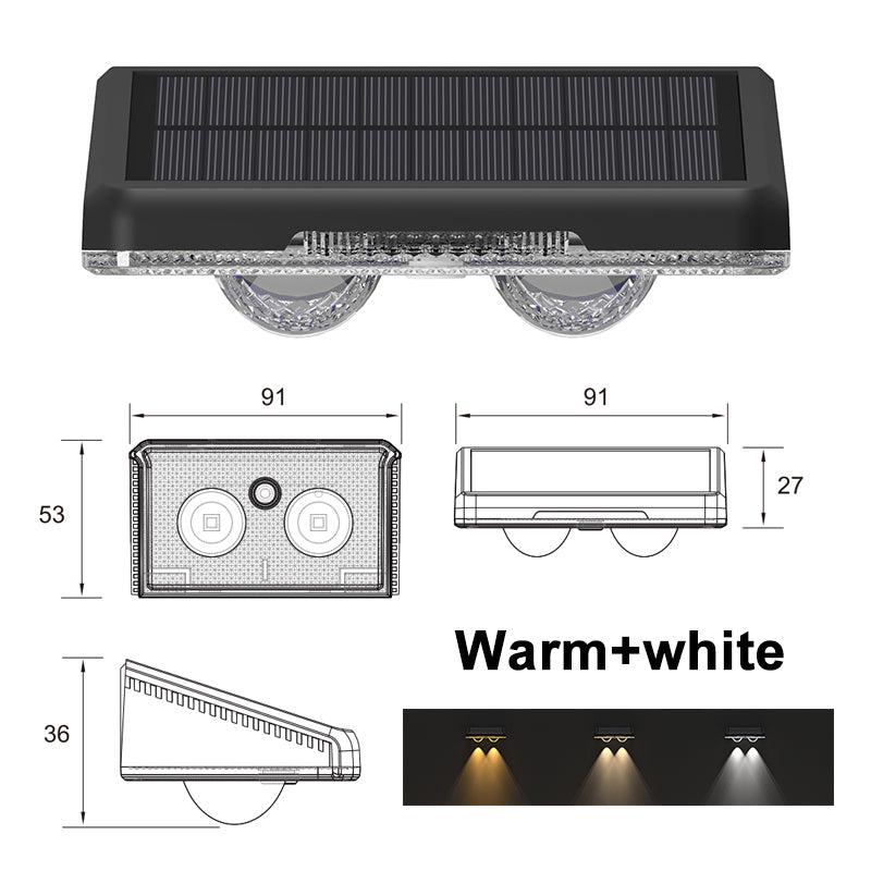 Outdoor LED Solar Fence Lights for Garden, Solar Powered Bright Wall Lights, Waterproof Deck Patio Landscape Lamp Yard