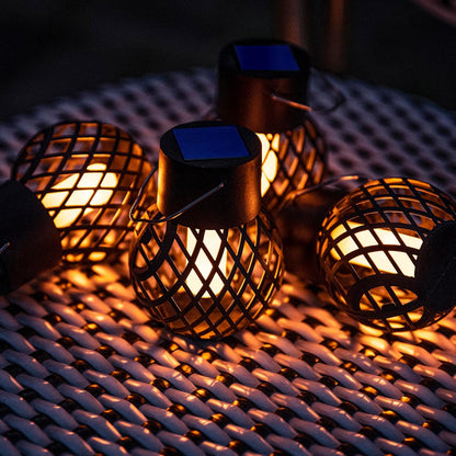 Waterproof Solar LED Hanging Lantern with Flame Effect, Garden Decoration Lamp, Fairy Light for Outdoor Patio Yard