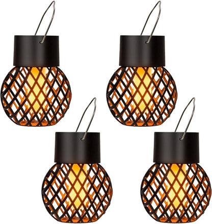 Waterproof Solar LED Hanging Lantern with Flame Effect, Garden Decoration Lamp, Fairy Light for Outdoor Patio Yard
