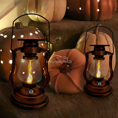 Retro Outdoor Solar Camping Lantern, Portable LED Kerosene Lamp for Garden, Hanging Decorative Waterproof Park Light