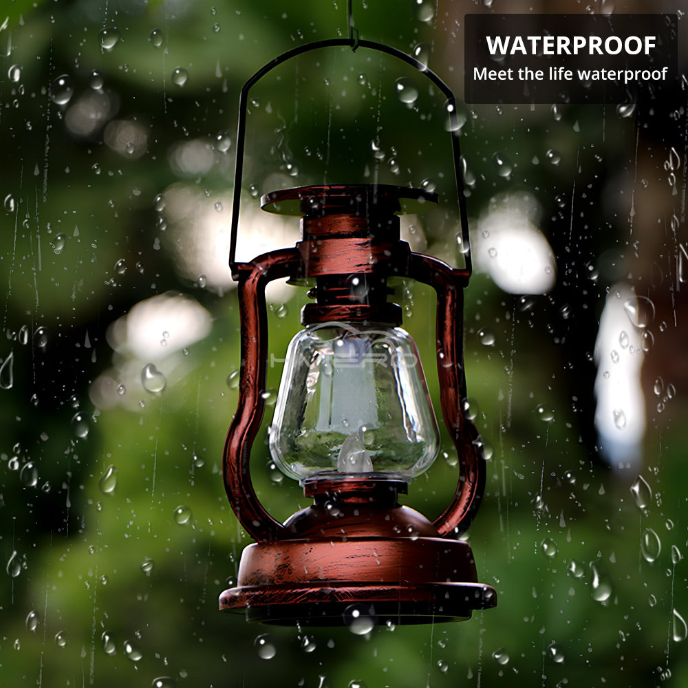 Retro Outdoor Solar Camping Lantern, Portable LED Kerosene Lamp for Garden, Hanging Decorative Waterproof Park Light