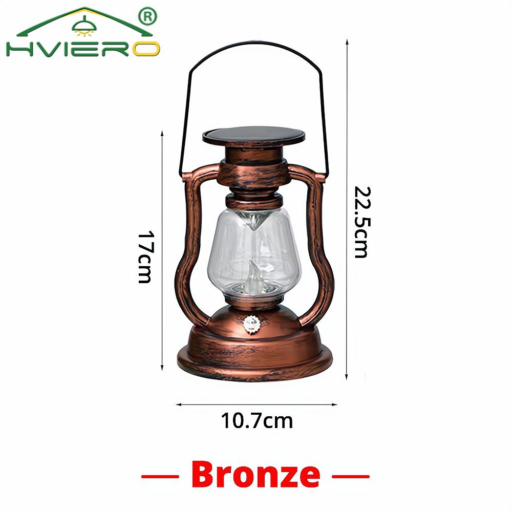 Retro Outdoor Solar Camping Lantern, Portable LED Kerosene Lamp for Garden, Hanging Decorative Waterproof Park Light