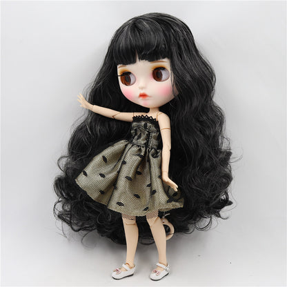 ICY DBS Blyth Doll, White Skin Joint Body with Black Mixed Colorful Hair, New Matte Face, Eyebrows & Lip Gloss