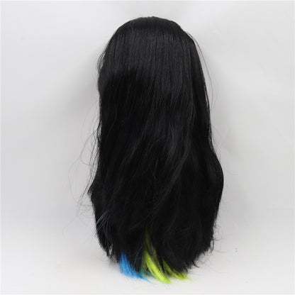 ICY DBS Blyth Doll, White Skin Joint Body with Black Mixed Colorful Hair, New Matte Face, Eyebrows & Lip Gloss