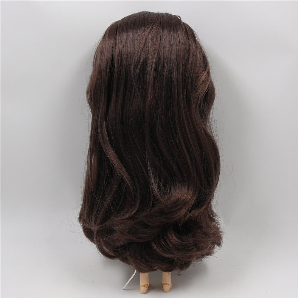 ICY Blyth Doll Wig Hair RBL Scalp & Dome, Dark Brown Long Hair for Custom Doll DIY Accessory