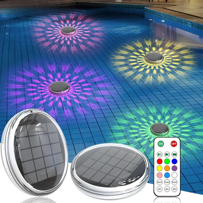 Rechargeable Solar Swimming Pool Lights with Remote, 9 Color LED Timer, Waterproof Atmosphere Lantern