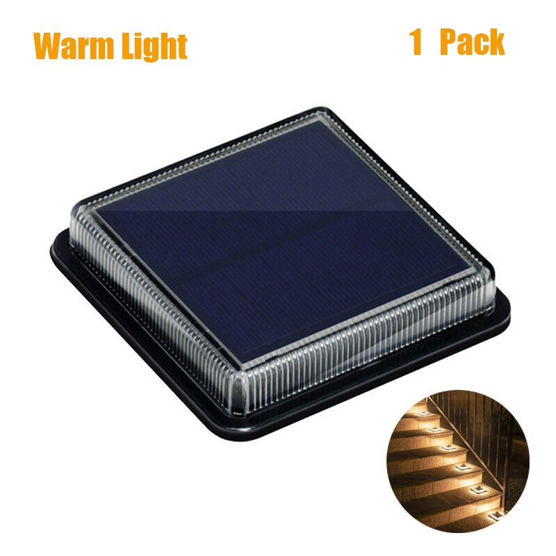 Outdoor Solar Power Step Light Stair Lamp, 12 LEDs Waterproof Deck Light, Auto On Off Garden Lighting