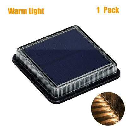 Outdoor Solar Power Step Light Stair Lamp, 12 LEDs Waterproof Deck Light, Auto On Off Garden Lighting
