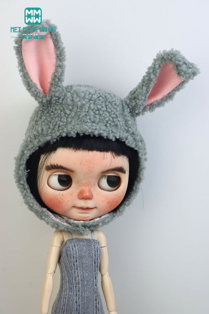 1PCS Blyth Doll Clothes Fashion Rabbit Ears Plush Hat, Multicolor for Blyth, Azone, FR Toys, Cute Gift for Collectors