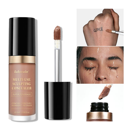 Multi-Use Super Coverage Concealer, Oil Free Hydrating Cream, Long Lasting Face Makeup, Cover Contour Highlight Retouch