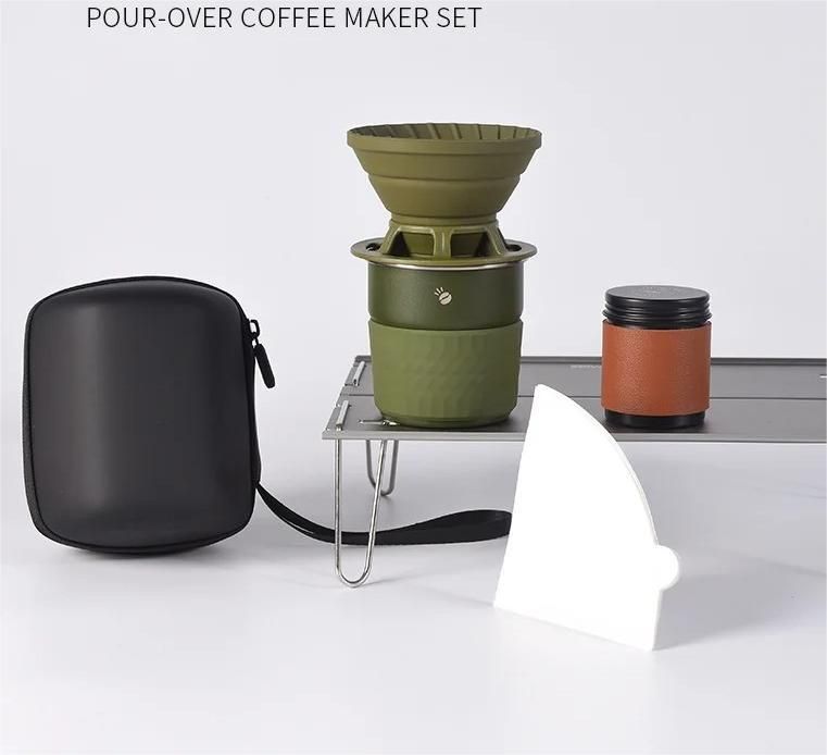 Portable Hand Brew Coffee Set With Silicone Filter For Travel And Camping 10