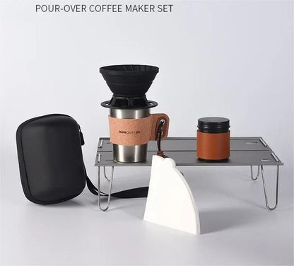 Portable Hand Brew Coffee Set With Silicone Filter For Travel And Camping 5