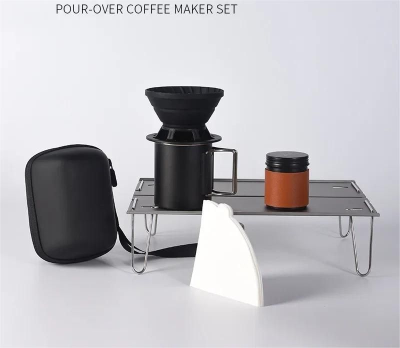 Portable Hand Brew Coffee Set With Silicone Filter For Travel And Camping 8