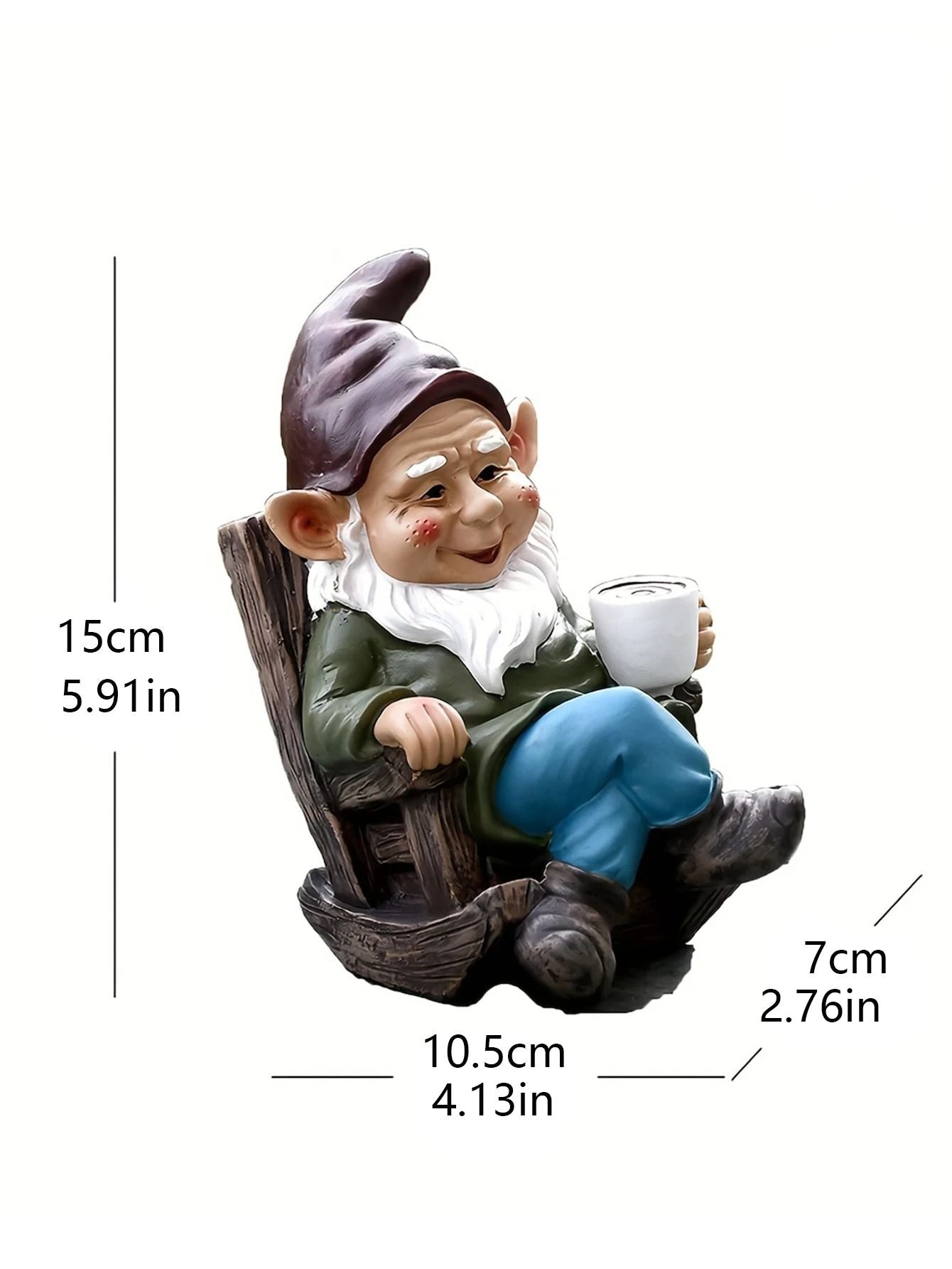 Lazy Garden Gnome In Rocking Chair Resin Outdoor Decoration 4