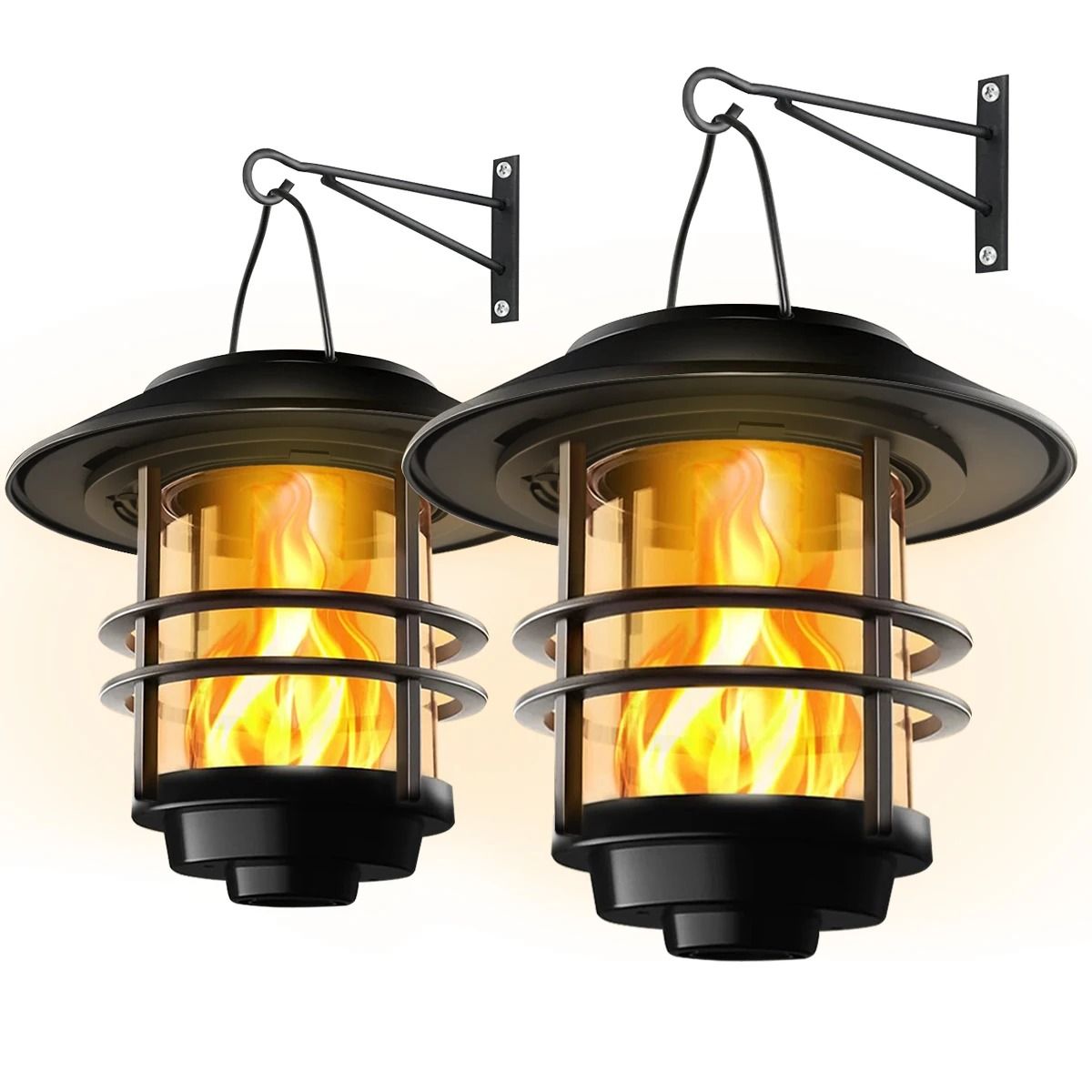 Solar Hanging Lantern With Flickering Flame Effect For Fence And Patio Lighting 1