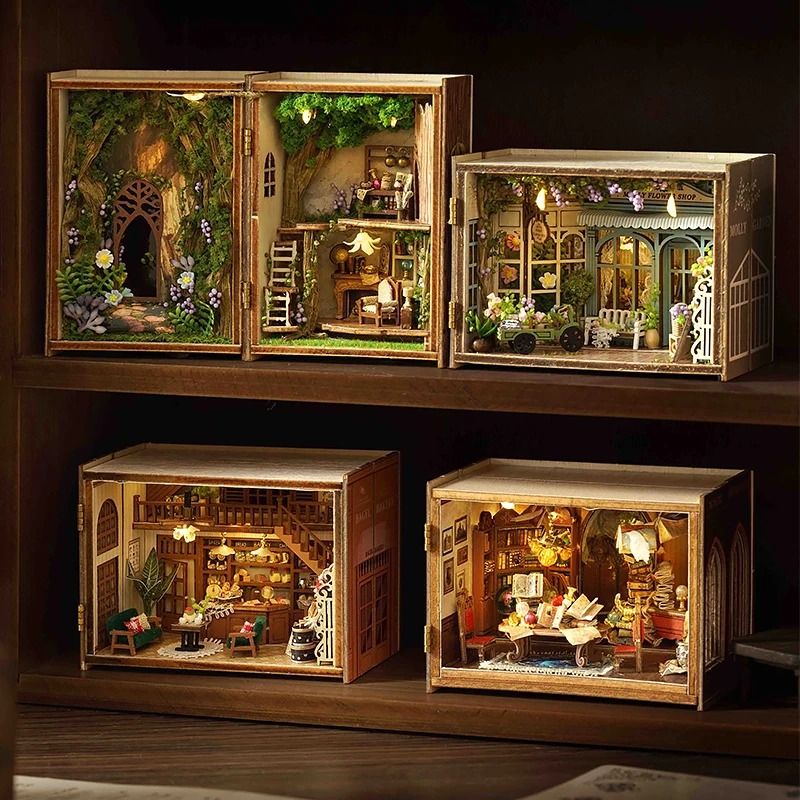 DIY Miniature Wooden Dollhouse Kit with Furniture and Lights