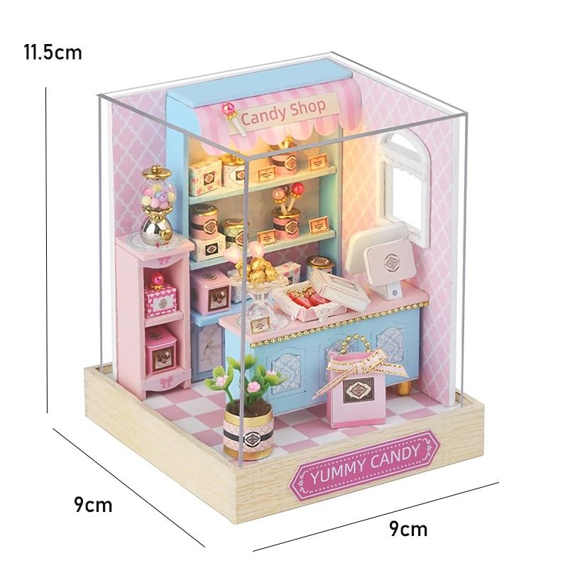 DIY Miniature Wooden Dollhouse Kit With Furniture And Lights 12