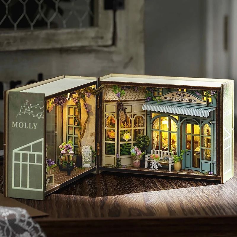 DIY Miniature Wooden Dollhouse Kit With Furniture And Lights 4