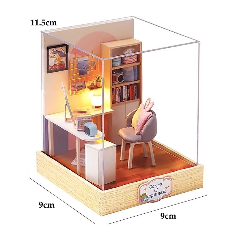 DIY Miniature Wooden Dollhouse Kit With Furniture And Lights 6