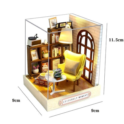 DIY Miniature Wooden Dollhouse Kit With Furniture And Lights 18