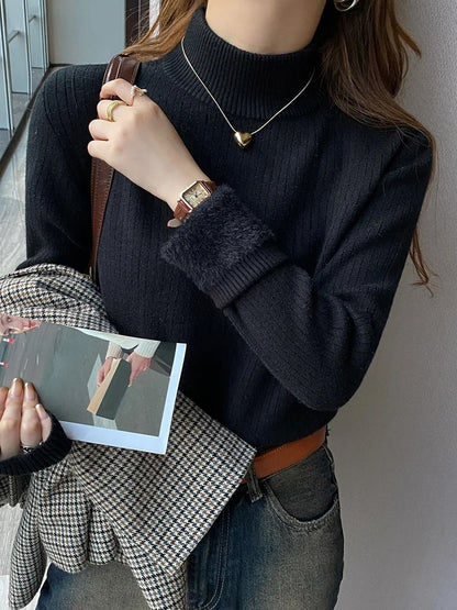 Womens Velvet Lined Turtleneck Thermal Sweater For Winter 9