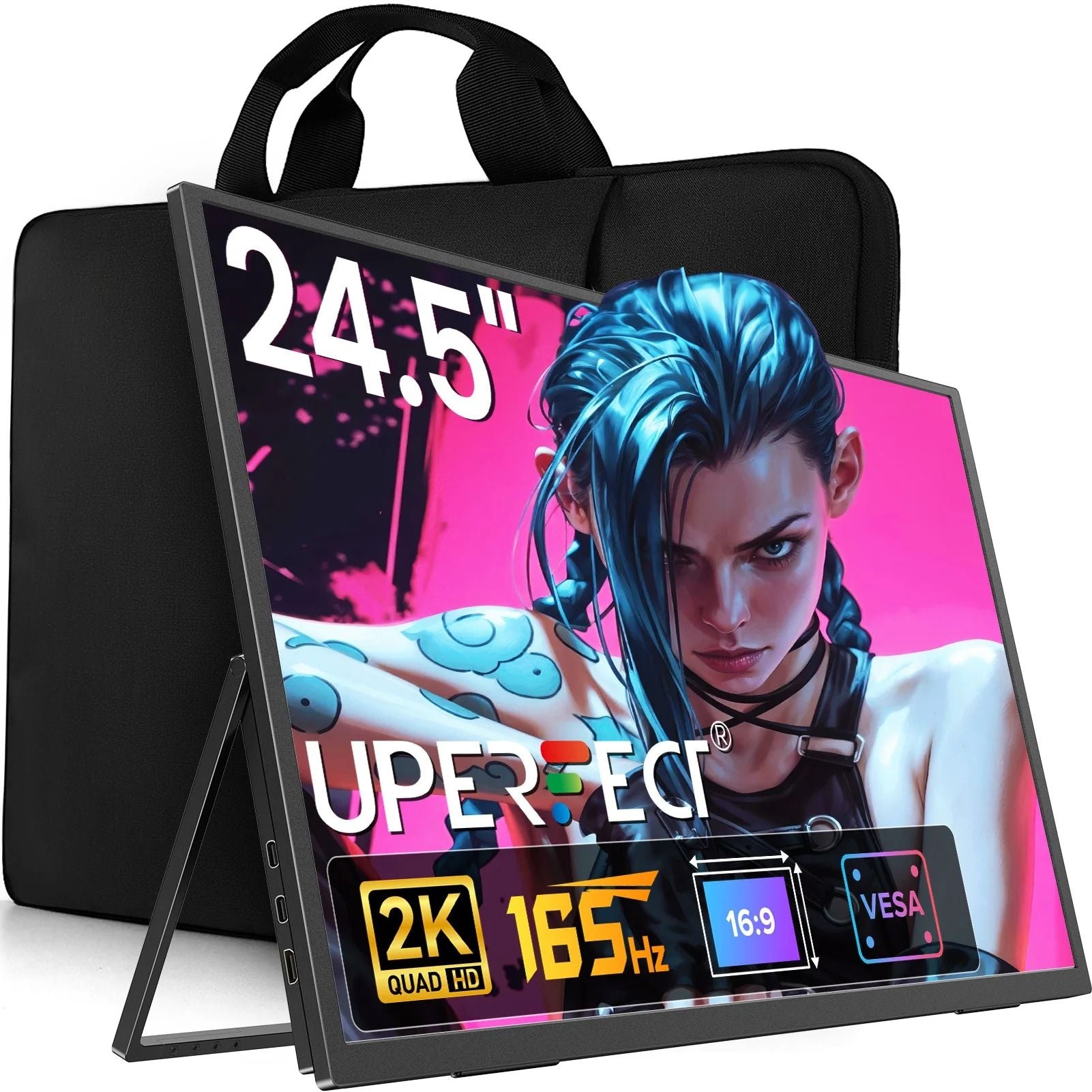 Waterproof Laptop Sleeve for Portable Monitors with Side Pocket