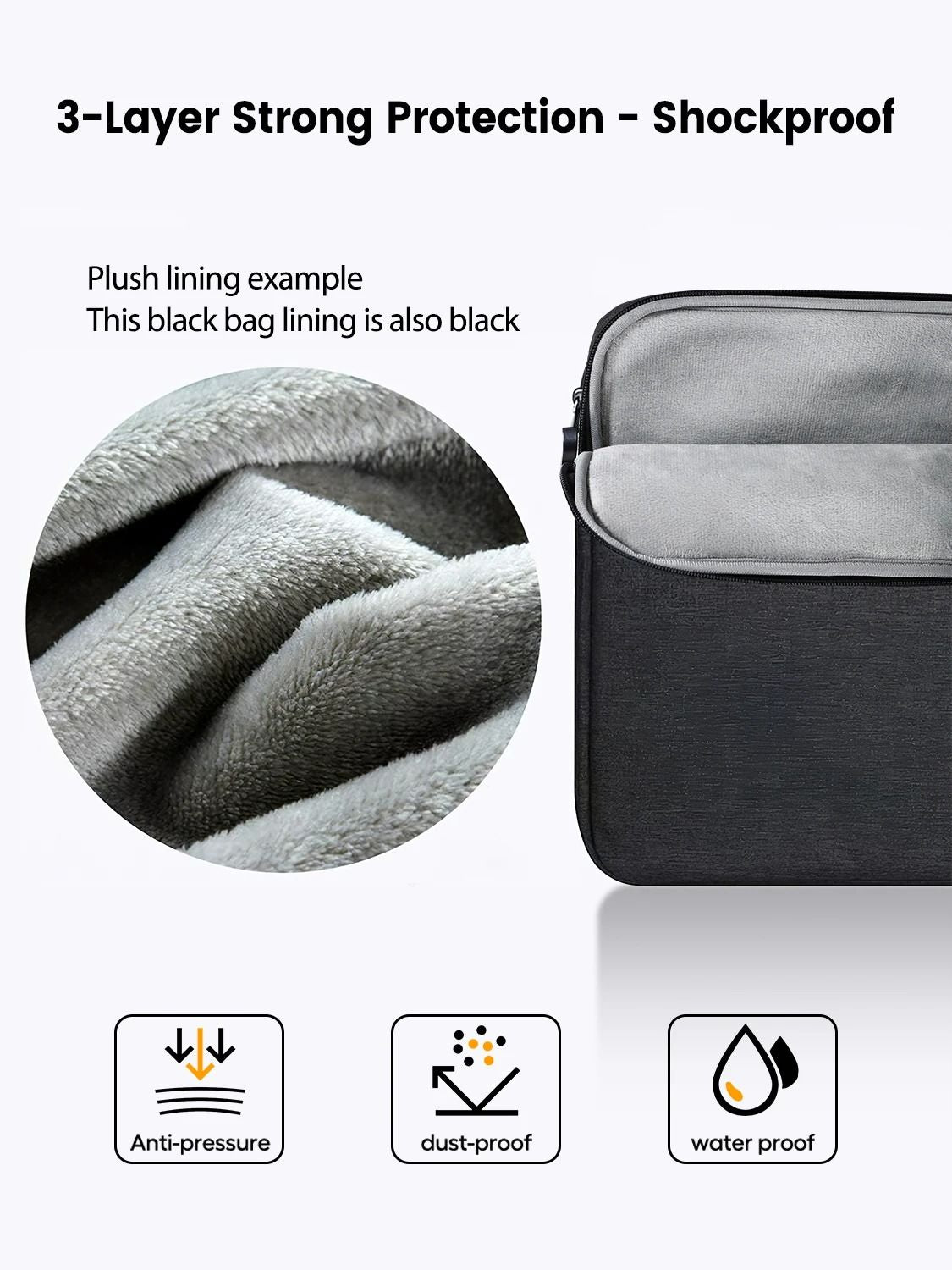 Waterproof Laptop Sleeve For Portable Monitors With Side Pocket 3