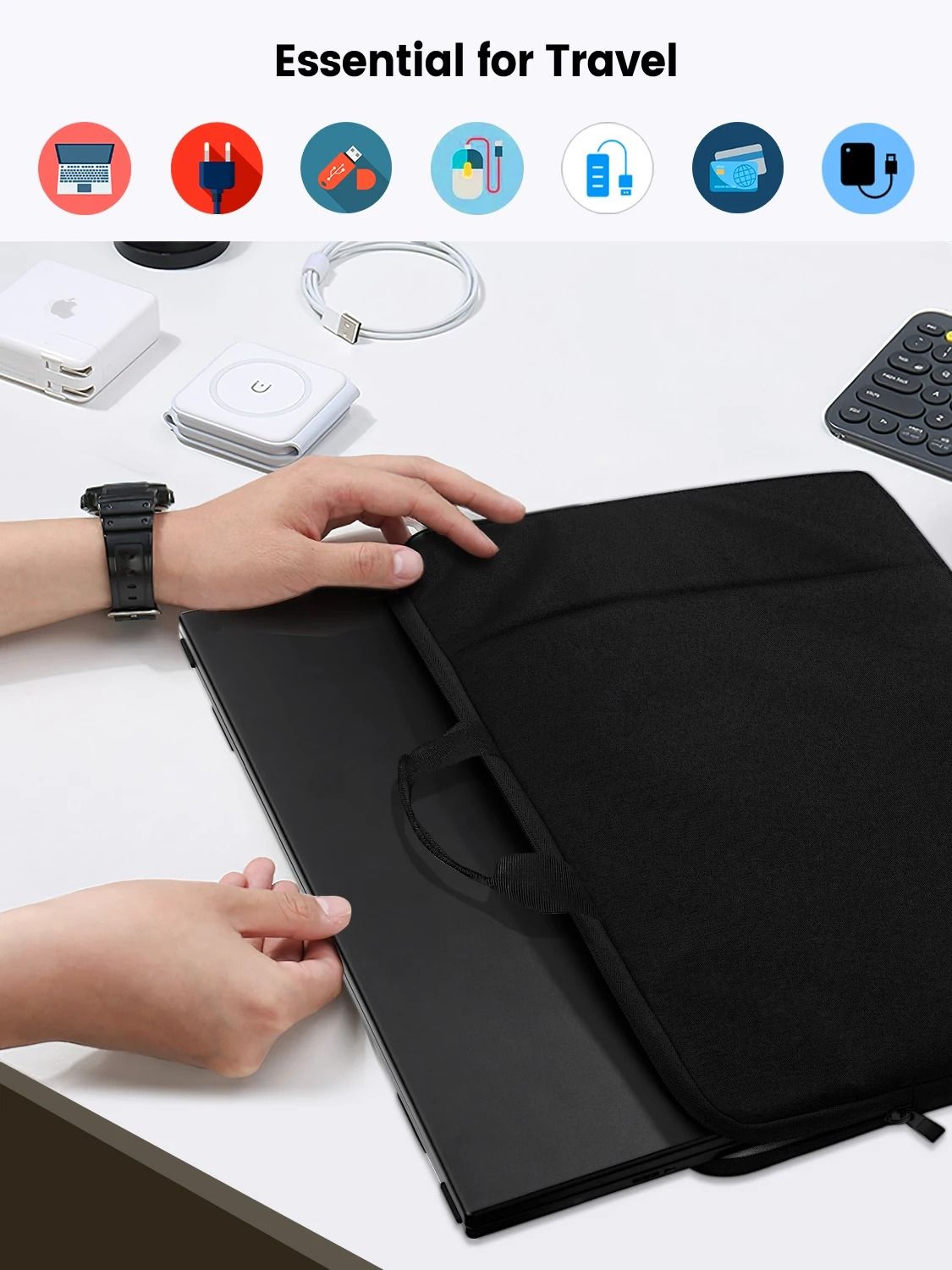 Waterproof Laptop Sleeve For Portable Monitors With Side Pocket 5