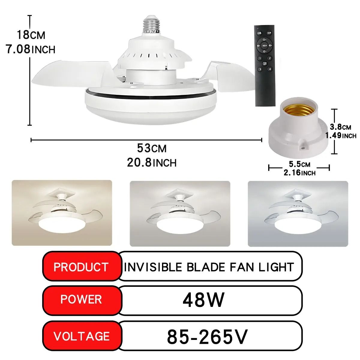 LED Ceiling Fan Light With Remote Control And Adjustable Brightness 8