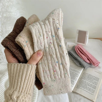 Women's Japanese Style Warm Wool Crew Socks for Winter