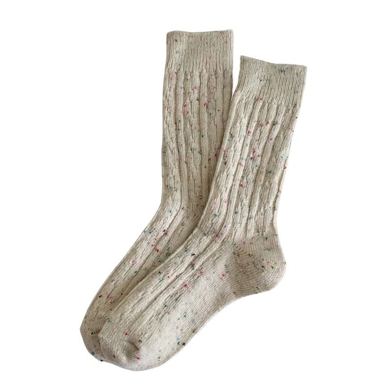 Womens Japanese Style Warm Wool Crew Socks For Winter 5
