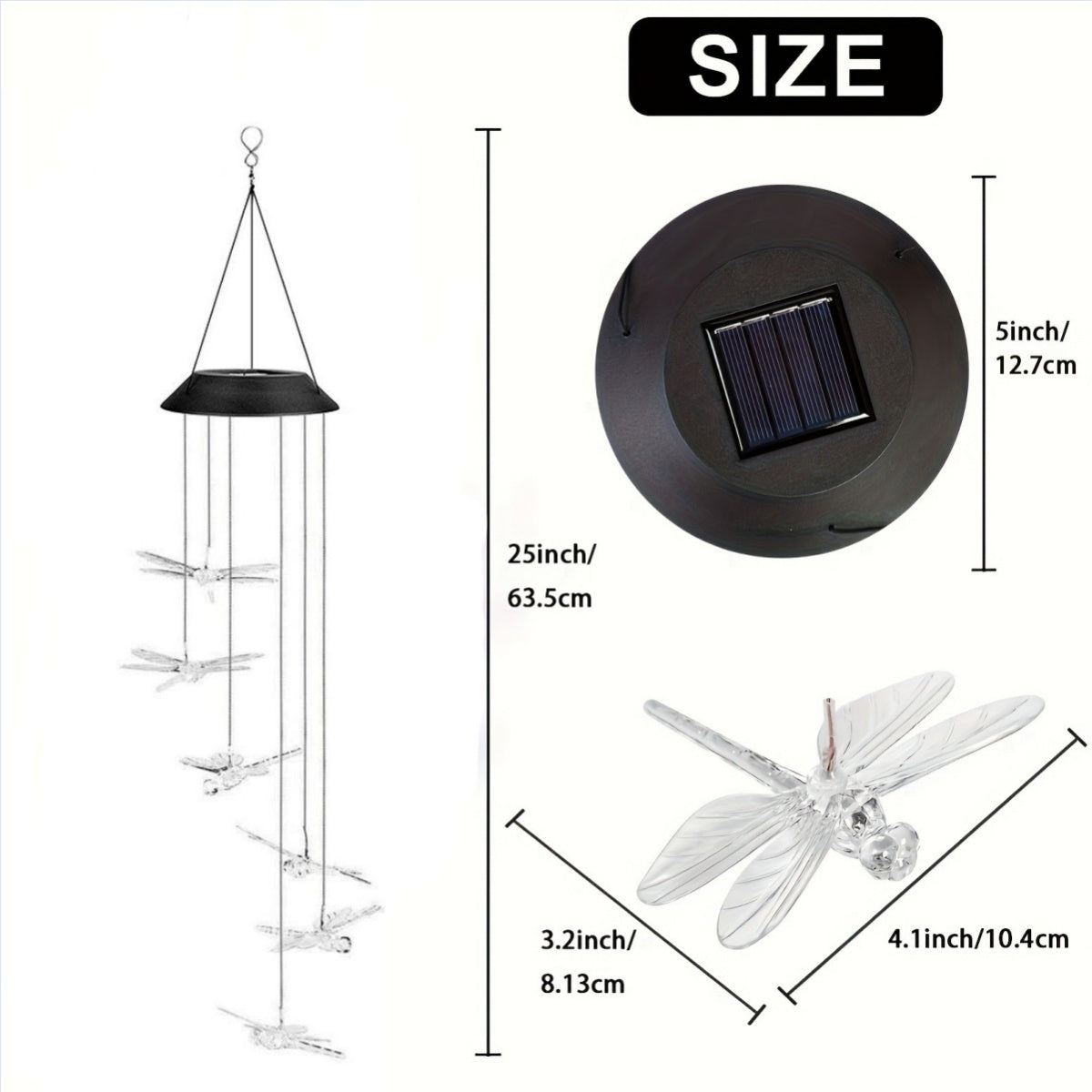 Solar Wind Chimes Outdoor Lights, Dragonfly Gift for Women, Mom, Grandma, Sister Birthday, 1pc Garden Decor