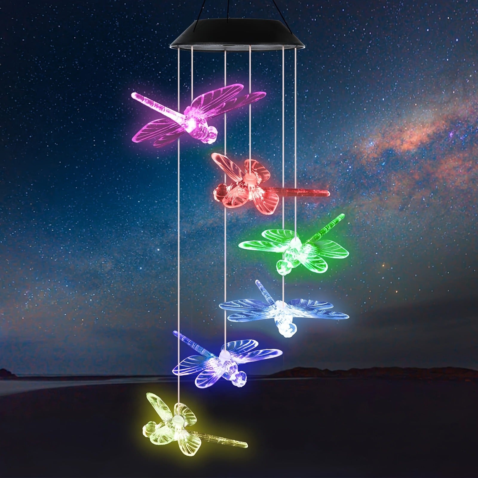 Solar Wind Chimes Outdoor Lights, Dragonfly Gift for Women, Mom, Grandma, Sister Birthday, 1pc Garden Decor