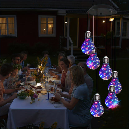 6LED Bulb Wind Chime Solar Light, Outdoor Garden Decor Wind Chime, Party Decoration, Balcony Lights, Holiday Gift Idea