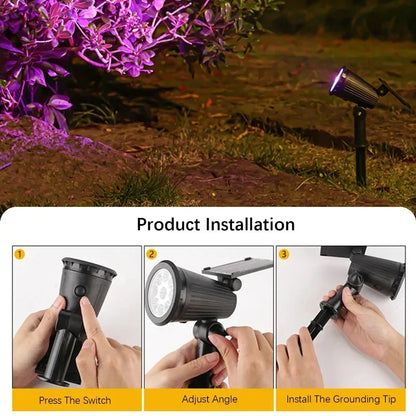Outdoor 9LED Solar Spotlights Waterproof, Adjustable Brightness Yard Light, Garden Patio Driveway Decor Lamp