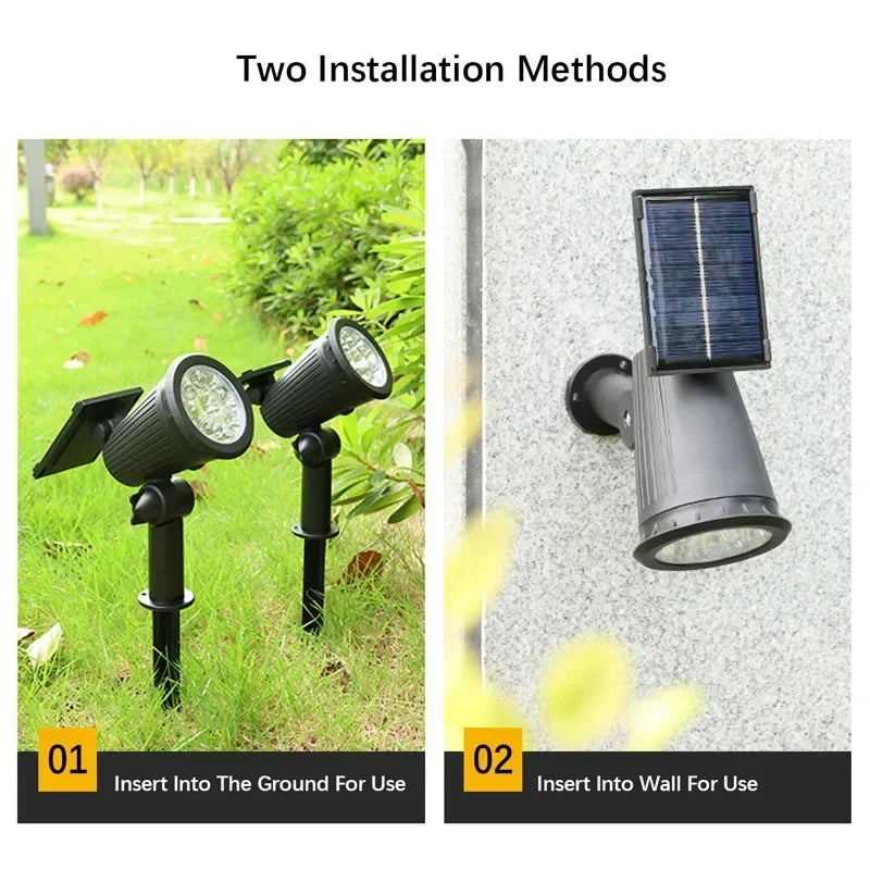 Outdoor 9LED Solar Spotlights Waterproof, Adjustable Brightness Yard Light, Garden Patio Driveway Decor Lamp