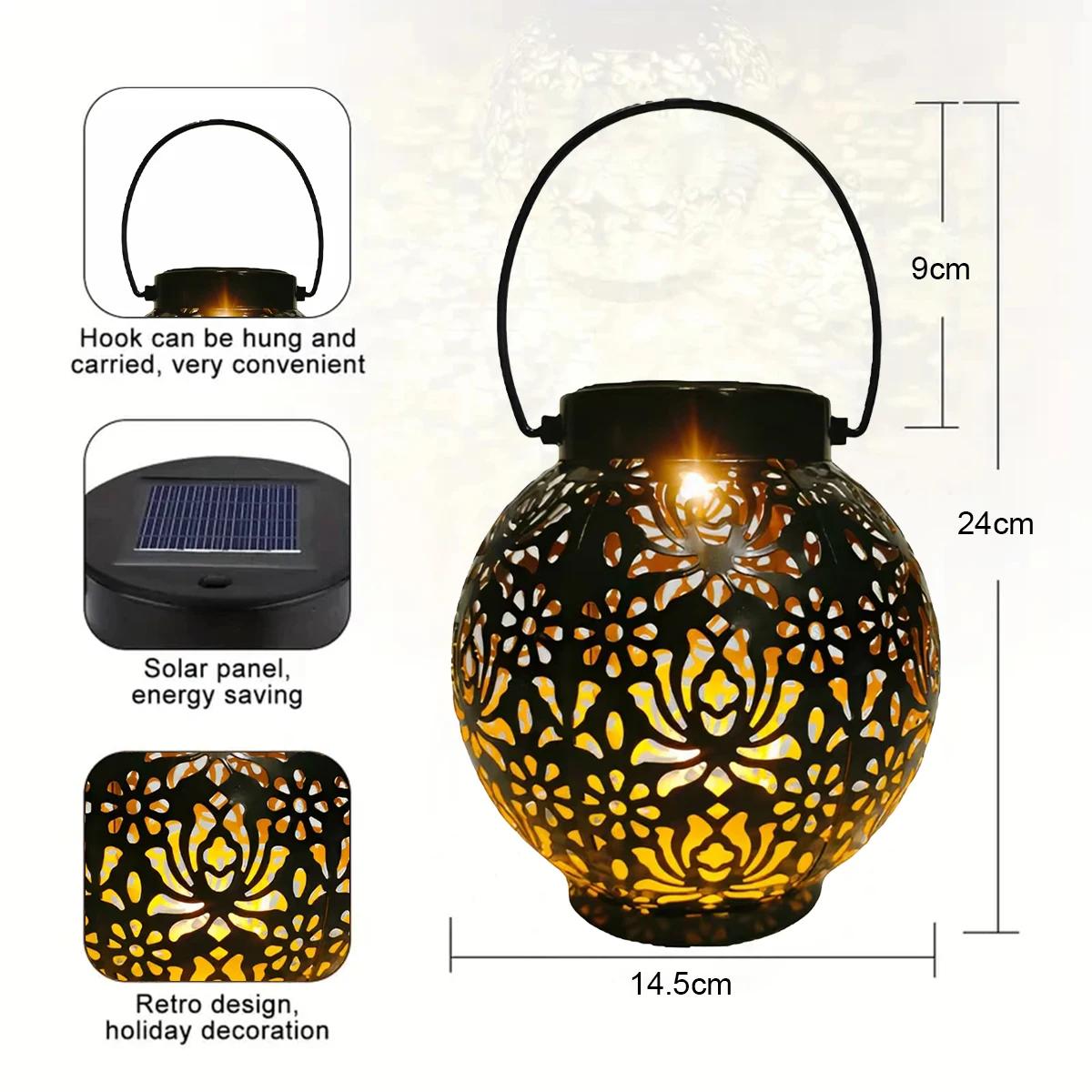 Outdoor Waterproof Solar Light Iron Art Hanging Light LED Plug Garden Lamp Patio Pathway Landscape  5