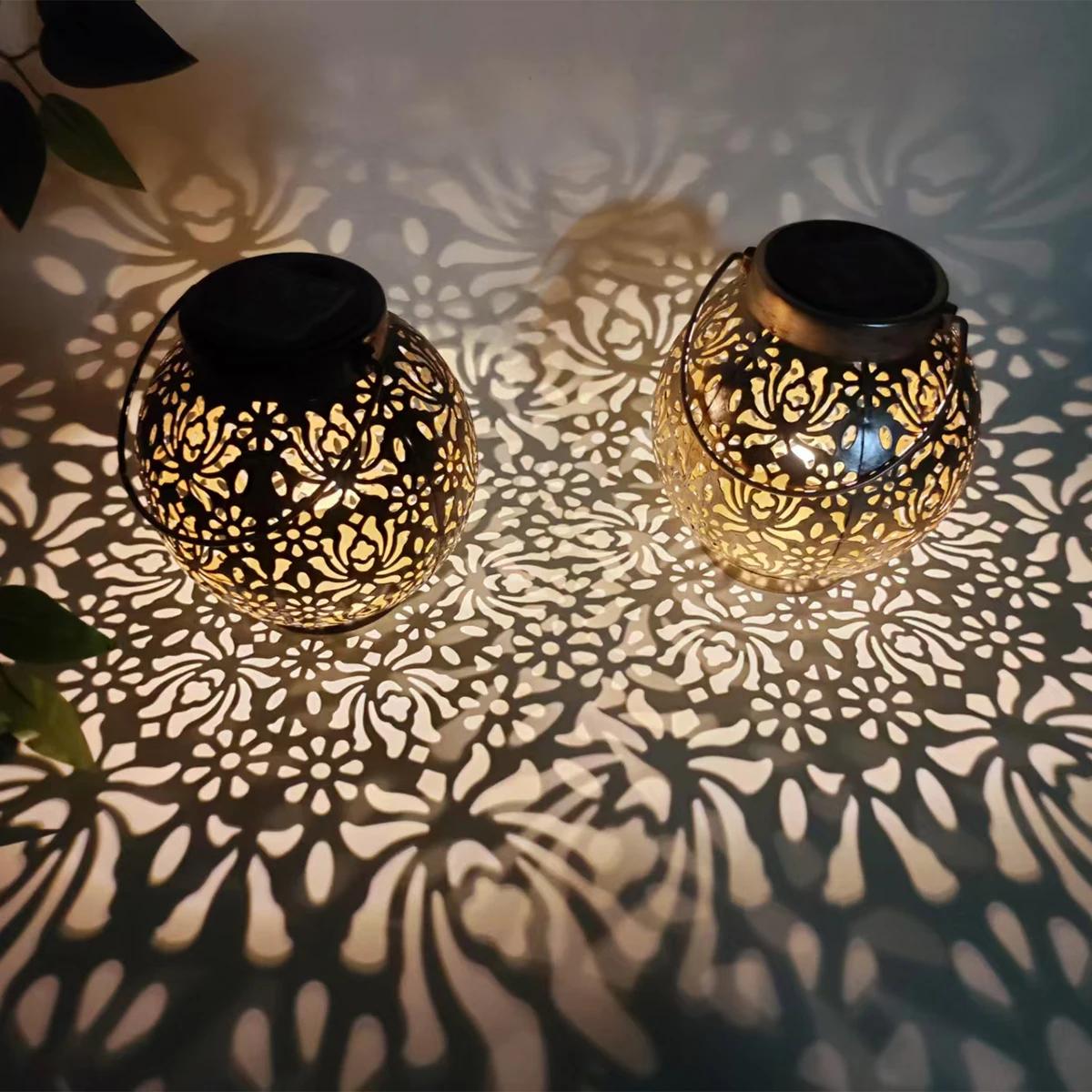 Outdoor Waterproof Solar Light Iron Art Hanging Light LED Plug Garden Lamp Patio Pathway Landscape  3