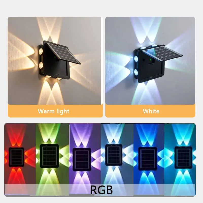 Waterproof Solar Outdoor Light 8LED Wall Lamp, Solar Garden Porch Light, Home Decoration for Deck Yard Garage
