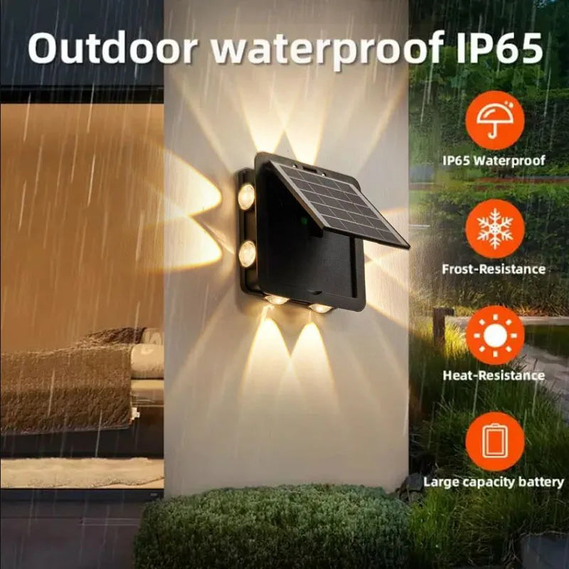 Waterproof Solar Outdoor Light 8LED Wall Lamp, Solar Garden Porch Light, Home Decoration for Deck Yard Garage