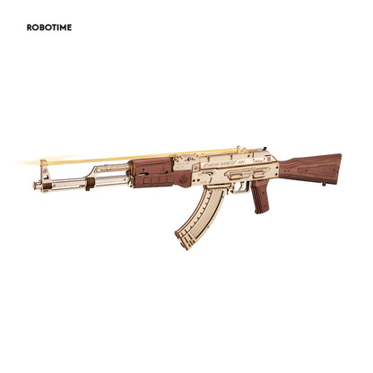 Robotime Rokr AK-47 3D Wooden Gun, DIY Building Block Toy for Kids & Adults, Mechanical Puzzle, Justice Guard Wooden