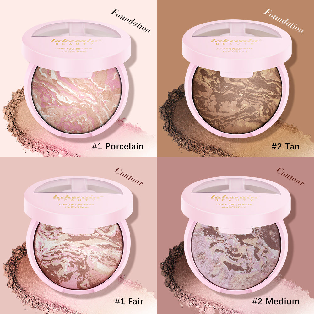 Baked Powder Foundation Oil Control Setting Makeup Pressed Powder Cake Bronzer Glow Face Contouring 1