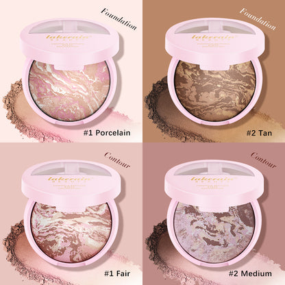 Baked Powder Foundation Oil Control Setting Makeup Pressed Powder Cake Bronzer Glow Face Contouring 1