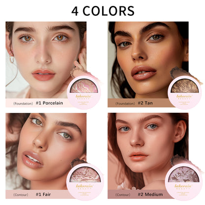 Baked Powder Foundation Oil Control Setting Makeup Pressed Powder Cake Bronzer Glow Face Contouring 3