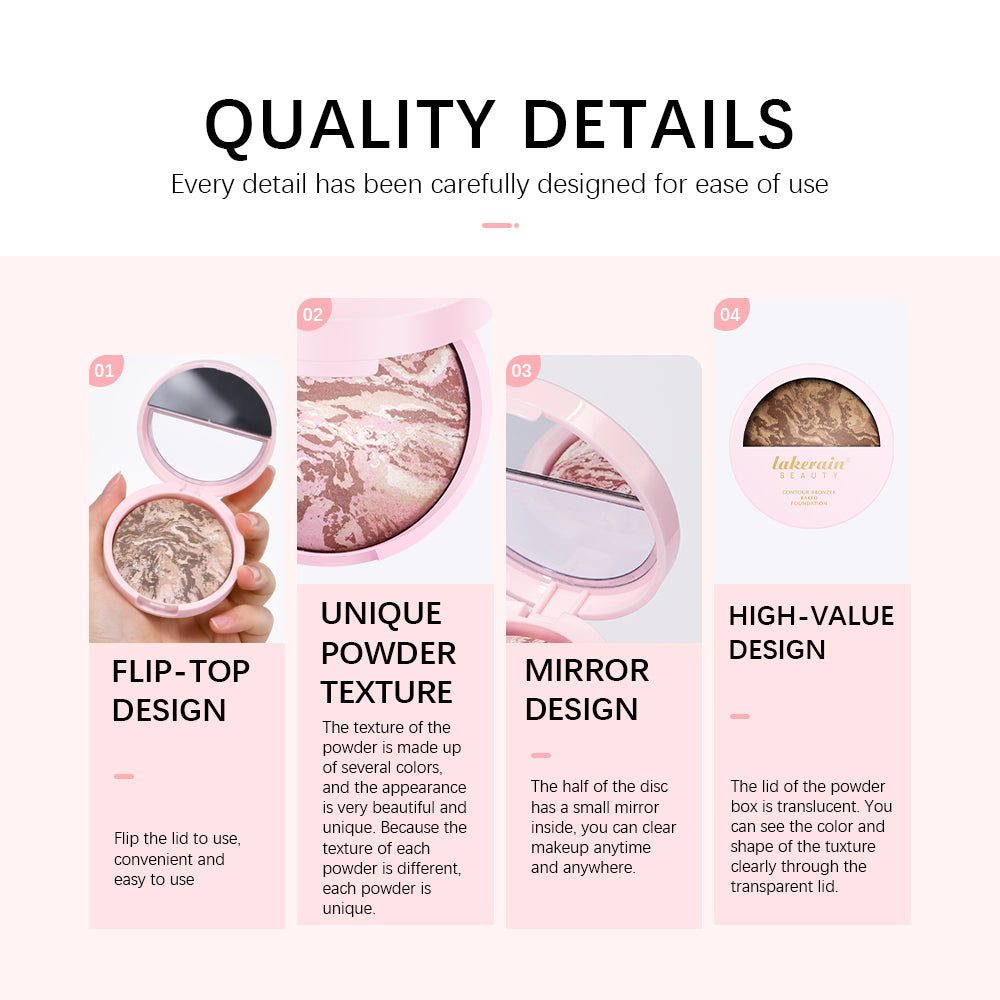 Baked Powder Foundation Oil Control Setting Makeup Pressed Powder Cake Bronzer Glow Face Contouring 5