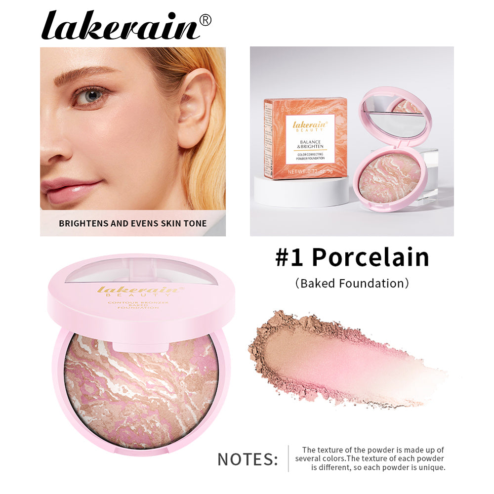 Baked Powder Foundation Oil Control Setting Makeup Pressed Powder Cake Bronzer Glow Face Contouring 7