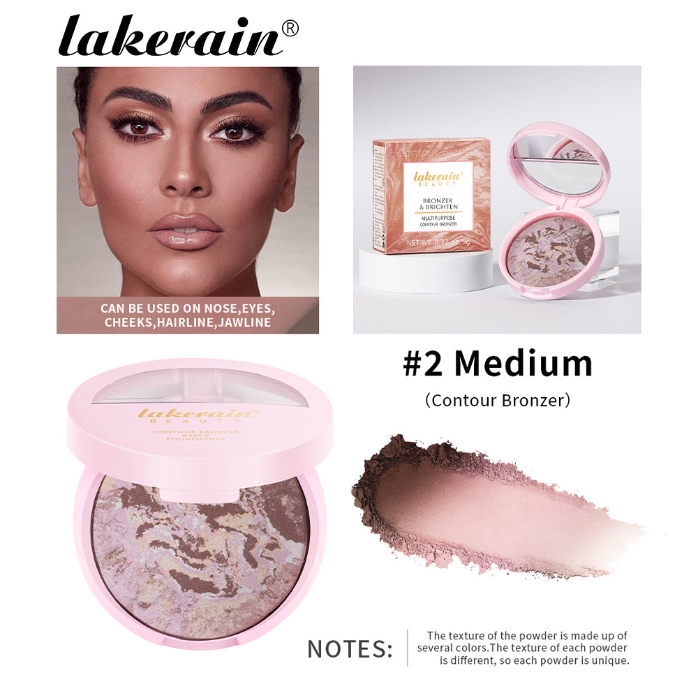 Baked Powder Foundation Oil Control Setting Makeup Pressed Powder Cake Bronzer Glow Face Contouring 8